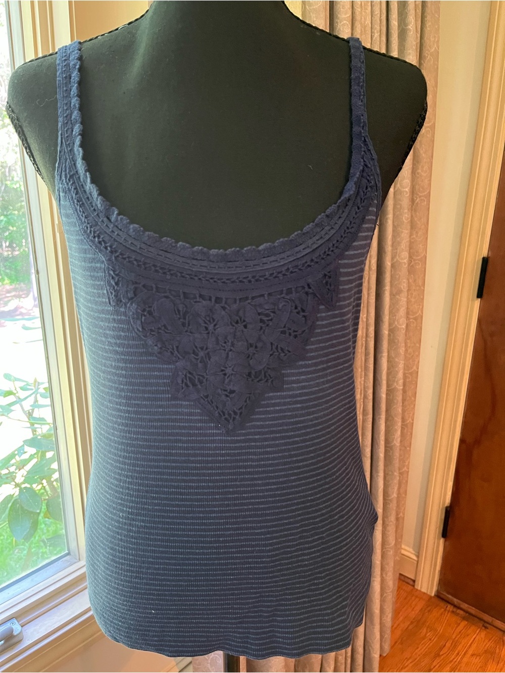 Polo by Ralph Lauren Navy Crochet Yoke Tank Top